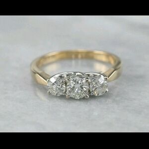 2Ct Lab Created Diamond Round 3-Stone Engagement Ring 14k Yellow Gold Plated